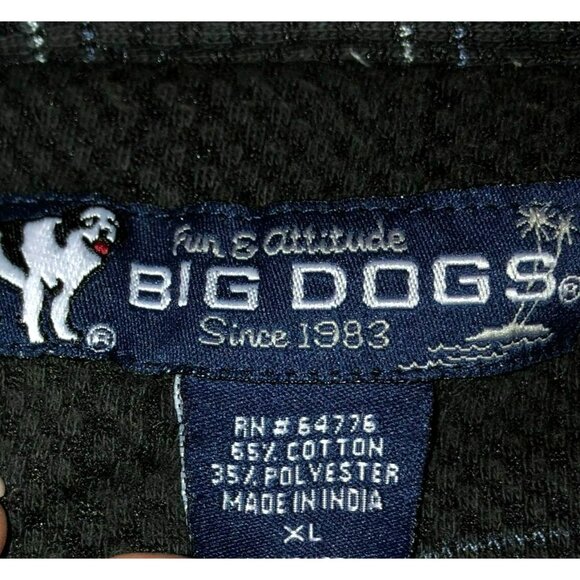 Y2K BLACK BIG DOGS POLO SHIRT SZ XL BLACK GRAY STRIPED GOLF OUTDOORS LOGO MENS - Picture 3 of 4